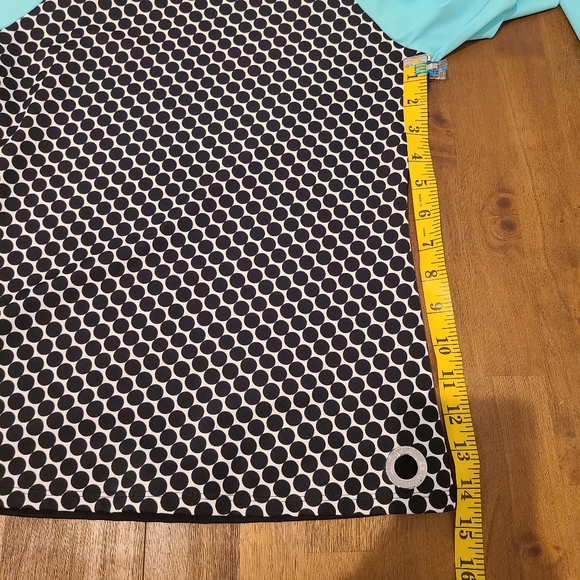 Bleu Rod Beattie Black And White Polka Dot Aqua Sleeve Swim Top - Picture 7 of 7